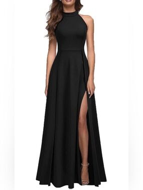 Elegant Black Halter Evening Gown